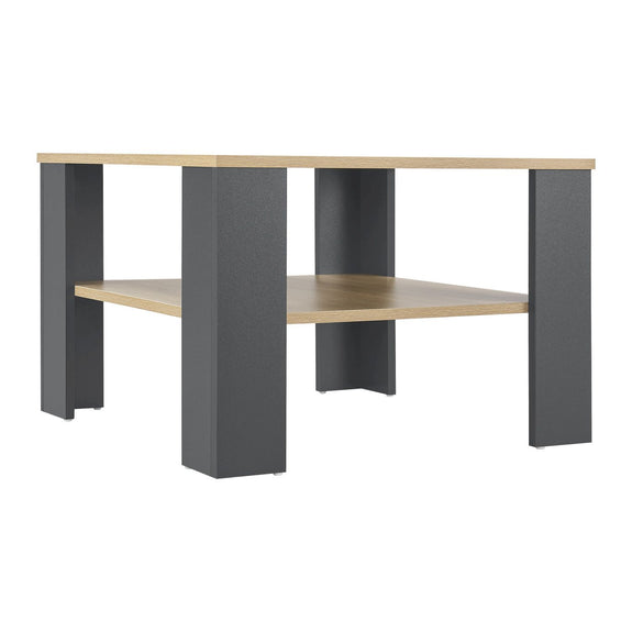 Houten Salontafel - 60 x 60 cm - Donkergrijs / Houtkleur - 2 Niveaus - Afbeelding 3