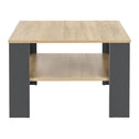 Houten Salontafel - 60 x 60 cm - Donkergrijs / Houtkleur - 2 Niveaus