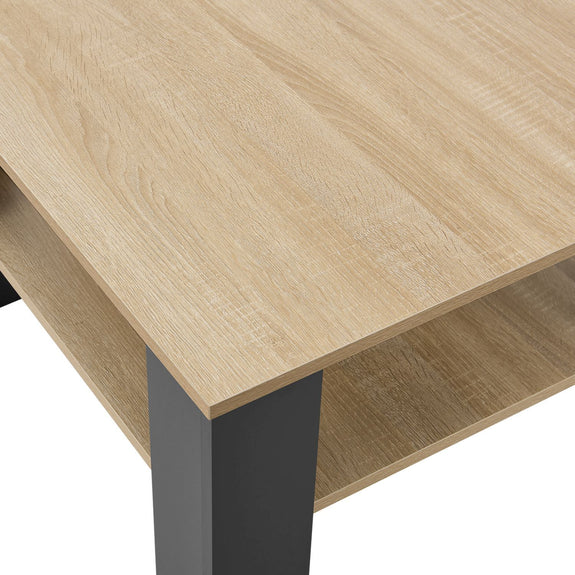 Houten Salontafel - 60 x 60 cm - Donkergrijs / Houtkleur - 2 Niveaus - Afbeelding 6