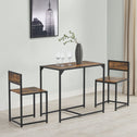 Industriële Eettafel met Stoelen - 3-delig - Donkere Houtlook