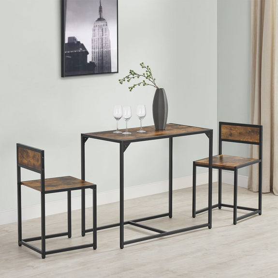 Industriële Eettafel met Stoelen - 3-delig - Donkere Houtlook - Afbeelding 15