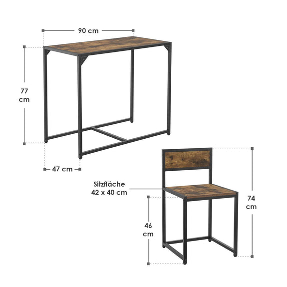 Industriële Eettafel met Stoelen - 3-delig - Donkere Houtlook - Afbeelding 16