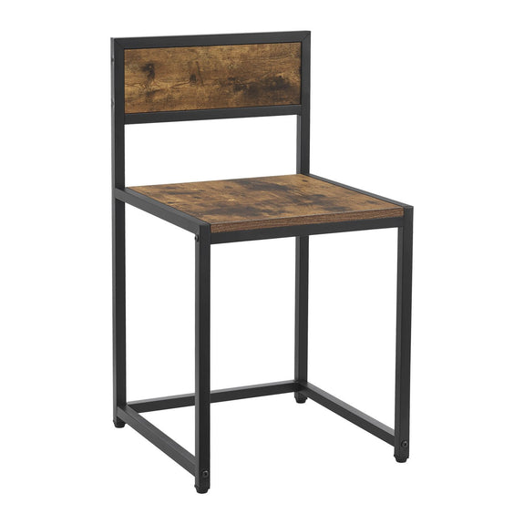 Industriële Eettafel met Stoelen - 3-delig - Donkere Houtlook - Afbeelding 7
