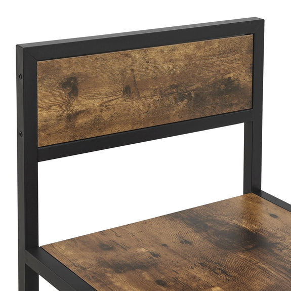 Industriële Eettafel met Stoelen - 3-delig - Donkere Houtlook - Afbeelding 9