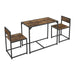 Industriële Eettafel met Stoelen - 3-delig - Donkere Houtlook