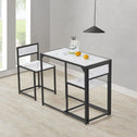 Industriële Eettafel met Stoelen - 3-delig - Marmerlook