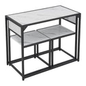 Industriële Eettafel met Stoelen - 3-delig - Marmerlook