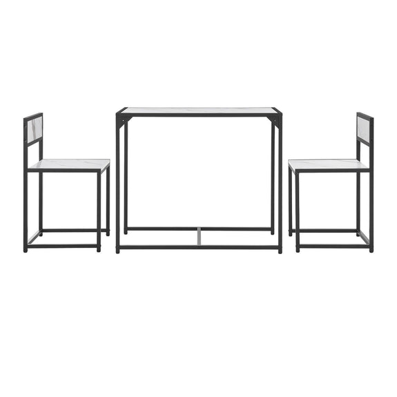 Industriële Eettafel met Stoelen - 3-delig - Marmerlook - Afbeelding 4