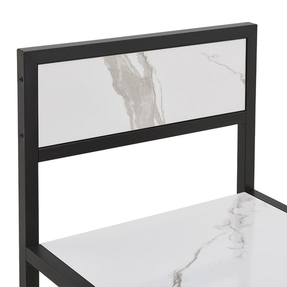 Industriële Eettafel met Stoelen - 3-delig - Marmerlook - Afbeelding 9