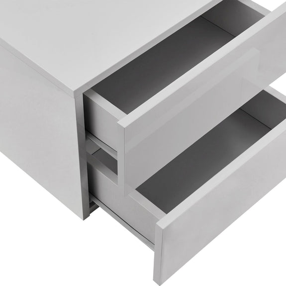 Zwevend Nachtkastje - 40 x 29 x 30 cm - Wit - 2 Lades - Afbeelding 5