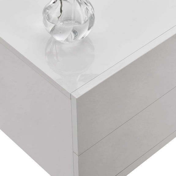 Zwevend Nachtkastje - 40 x 29 x 30 cm - Wit - 2 Lades - Afbeelding 6