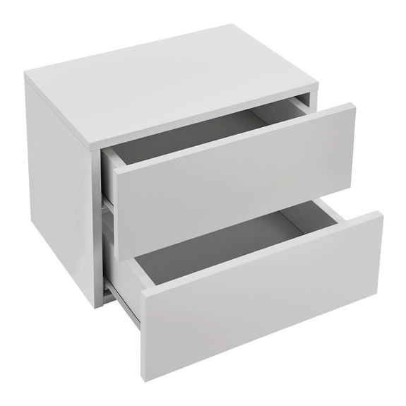 Zwevend Nachtkastje - 40 x 29 x 30 cm - Wit - 2 Lades - Afbeelding 1