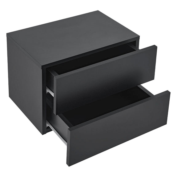 Zwevend Nachtkastje 40 x 29 x 30 cm - Zwart - 2 Lades - Afbeelding 1
