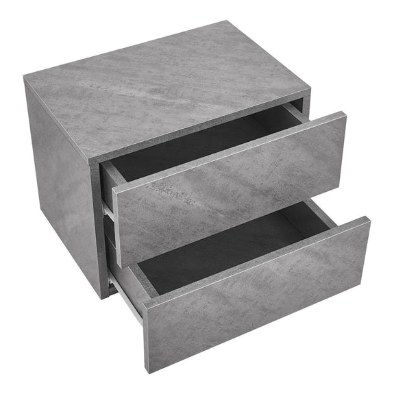 Zwevend Nachtkastje - 40 x 29 x 30 cm - Grijs - 2 Lades - Afbeelding 1