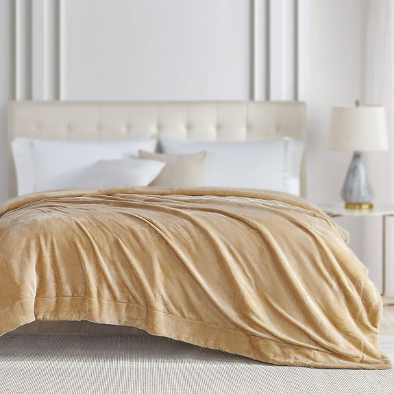 Fleecedeken 2 kanten - 220 x 240 cm - Camel - Afbeelding 2