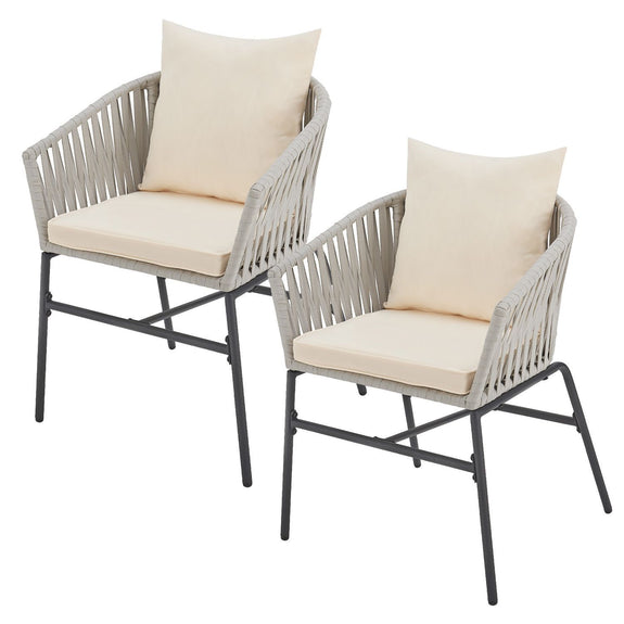 2 Tuinstoelen met touwgaas - Lichtgrijs - Afbeelding 1