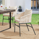 2 Tuinstoelen met touwgaas - Beige - Incl. Rug- en zitkussens