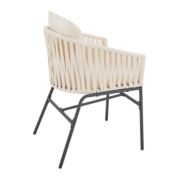 2 Tuinstoelen met touwgaas - Beige - Incl. Rug- en zitkussens - Afbeelding 4