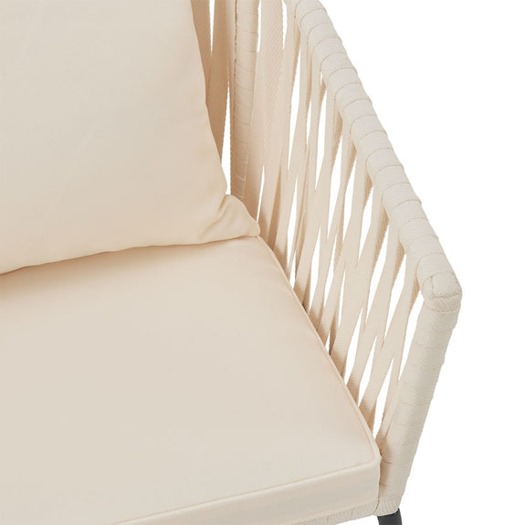 2 Tuinstoelen met touwgaas - Beige - Incl. Rug- en zitkussens - Afbeelding 6