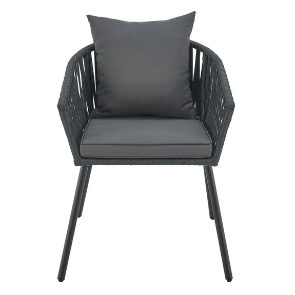 Touwstoelen - Set van 2 - Incl. Zit- en Rugkussens - Donkergrijs - Afbeelding 3