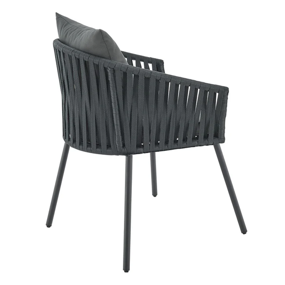 Touwstoelen - Set van 2 - Incl. Zit- en Rugkussens - Donkergrijs - Afbeelding 4