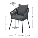 Touwstoelen - Set van 2 - Incl. Zit- en Rugkussens - Donkergrijs