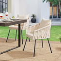 Touwstoelen - Set van 2 - Incl. Zit- en Rugkussens - Beige