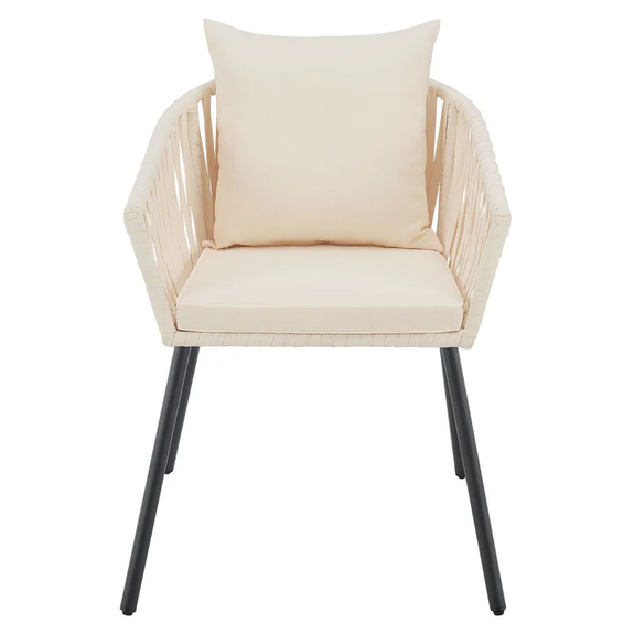 Touwstoelen - Set van 2 - Incl. Zit- en Rugkussens - Beige - Afbeelding 3