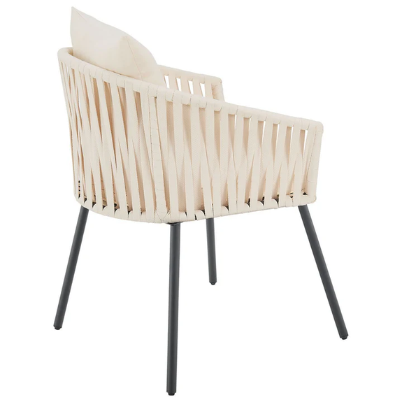 Touwstoelen - Set van 2 - Incl. Zit- en Rugkussens - Beige - Afbeelding 4