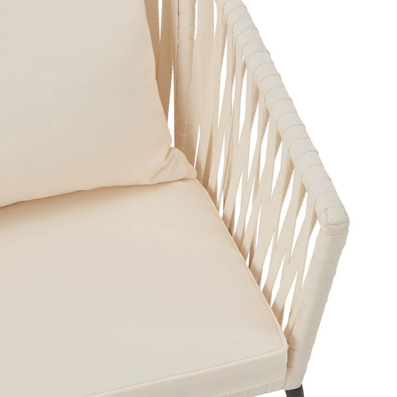 Touwstoelen - Set van 2 - Incl. Zit- en Rugkussens - Beige - Afbeelding 5
