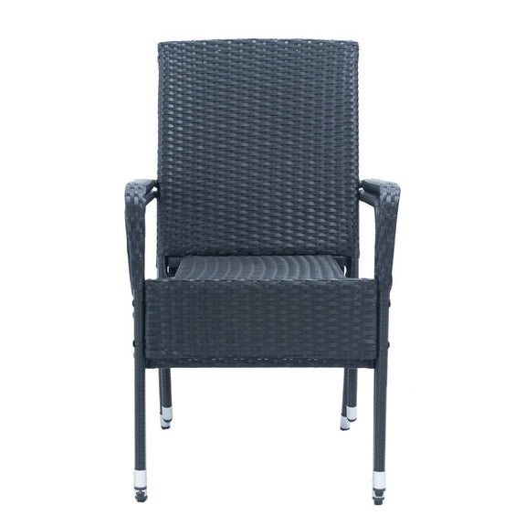 Polyrotan Tuinstoelen Yoro - 4-delig - Zwart - Stapelbaar - Afbeelding 3