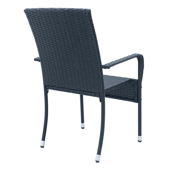 Polyrotan Tuinstoelen Yoro - 4-delig - Zwart - Stapelbaar - Afbeelding 4