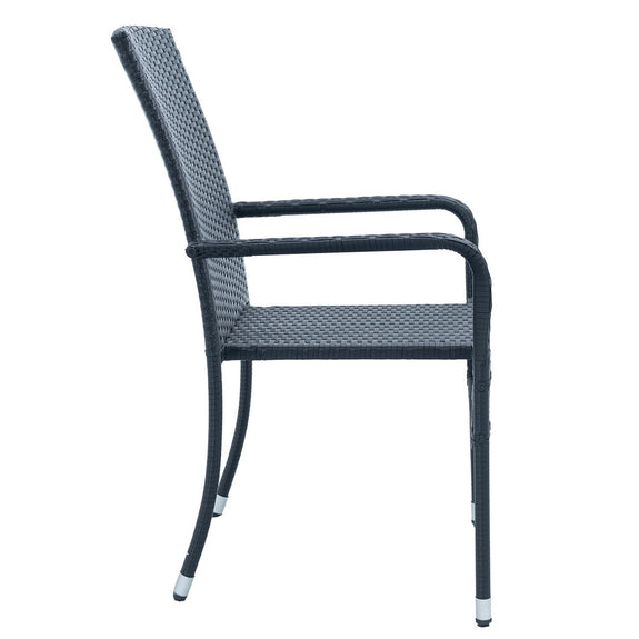 Polyrotan Tuinstoelen Yoro - 4-delig - Zwart - Stapelbaar - Afbeelding 5