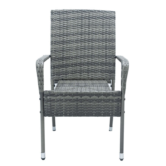 Polyrotan Tuinstoelen Yoro - 4-delig - Grijs - Stapelbaar - Afbeelding 3
