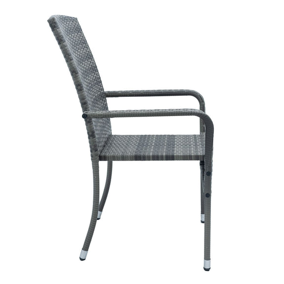 Polyrotan Tuinstoelen Yoro - 4-delig - Grijs - Stapelbaar - Afbeelding 5