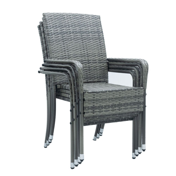 Polyrotan Tuinstoelen Yoro - 4-delig - Grijs - Stapelbaar - Afbeelding 1