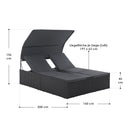Polyrotan Loungebed / Ligbed Syros - Zwart - 2 personen - Incl. Kussens & Zonnedak