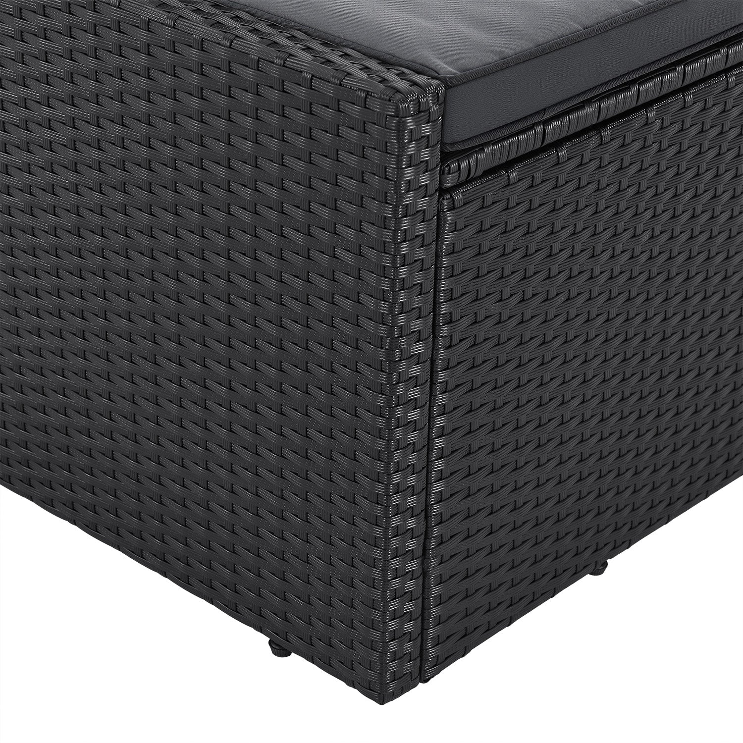 Polyrotan Loungebed / Ligbed Syros - Zwart - 2 personen - Incl. Kussens & Zonnedak