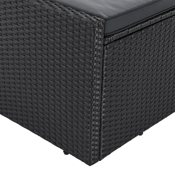 Polyrotan Loungebed / Ligbed Syros - Zwart - 2 personen - Incl. Kussens & Zonnedak - Afbeelding 6