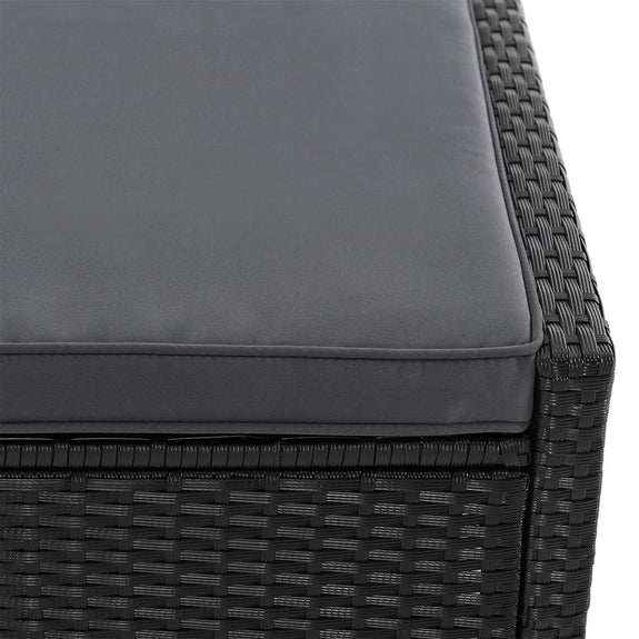 Polyrotan Loungebed / Ligbed Syros - Zwart - 2 personen - Incl. Kussens & Zonnedak - Afbeelding 7