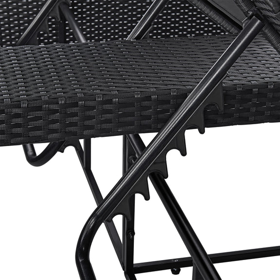Polyrotan Loungebed / Ligbed Syros - Zwart - 2 personen - Incl. Kussens & Zonnedak - Afbeelding 8