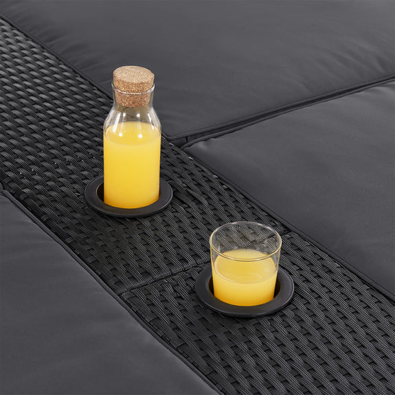 Polyrotan Loungebed / Ligbed Syros - Zwart - 2 personen - Incl. Kussens & Zonnedak - Afbeelding 9