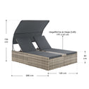Polyrotan Loungebed / Ligbed Syros - Grijs - 2 personen - Incl. Kussens & Zonnedak