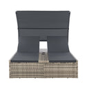 Polyrotan Loungebed / Ligbed Syros - Grijs - 2 personen - Incl. Kussens & Zonnedak