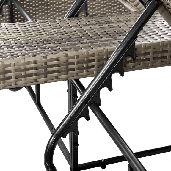 Polyrotan Loungebed / Ligbed Syros - Grijs - 2 personen - Incl. Kussens & Zonnedak - Afbeelding 8