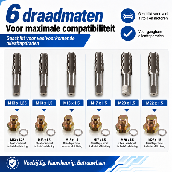 Olieaftapplug Reparatieset - 114 delig - Voor Auto's - Afbeelding 3