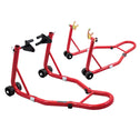 Motorstandaardset voor en achter tot 250 kg, rood