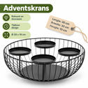 Adventskrans van metaal rond – mat zwart