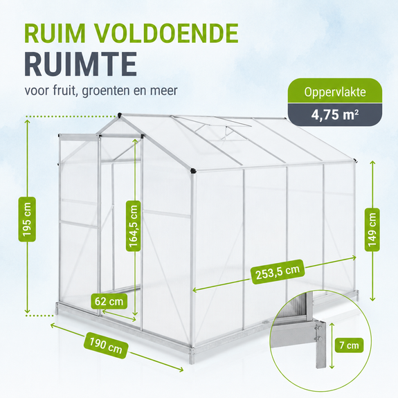 Aluminium kas met fundering en dakraam - Afbeelding 4