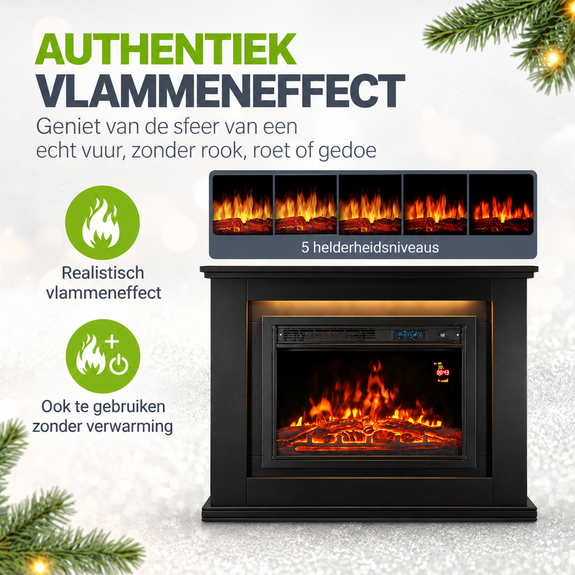 Elektrische kachel - sfeerhaard - Rechthoekig - 2000 Watt - Zwart - Vuureffect - Afbeelding 5